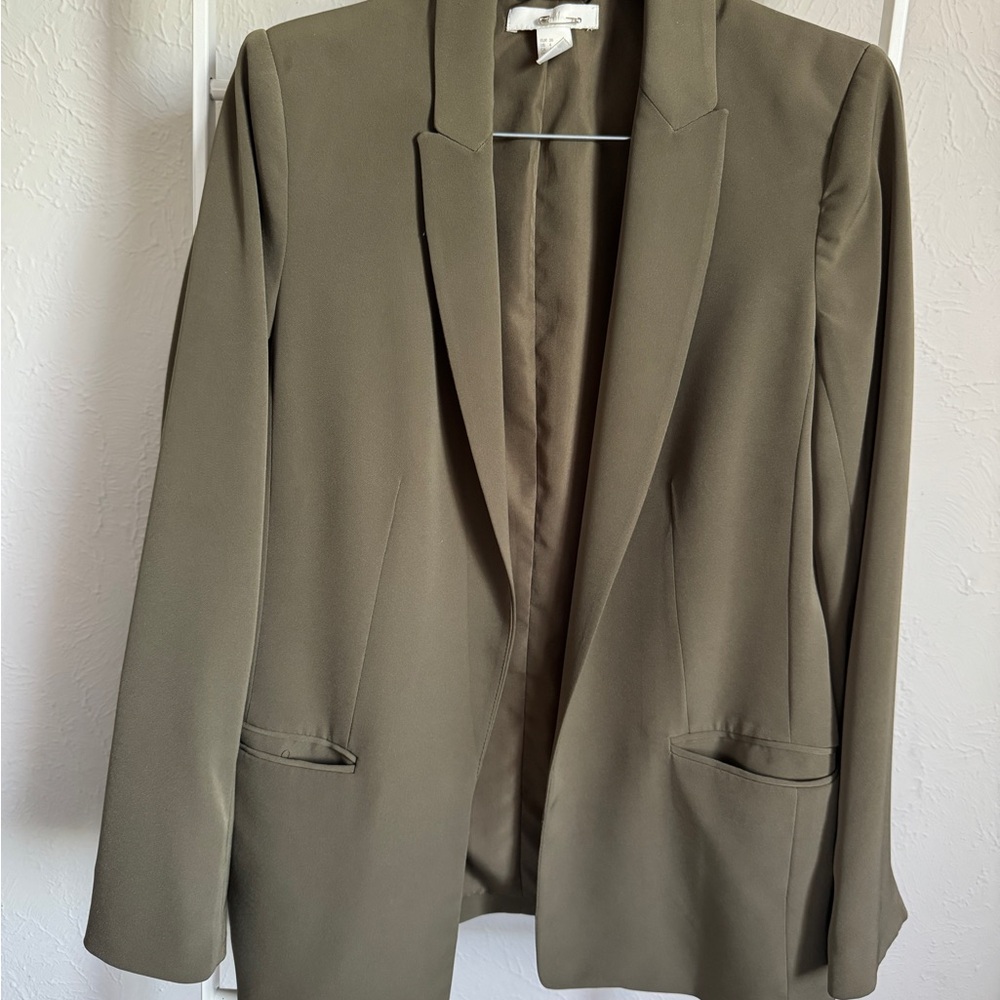 H&M Olive Green Blazer Modern Suit Jacket